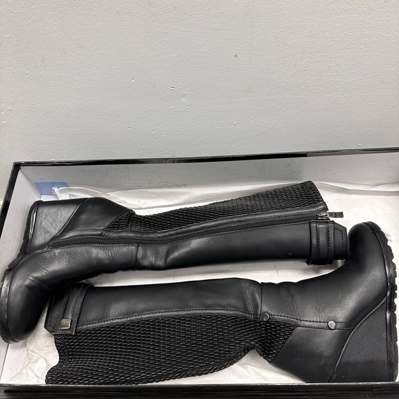 Artica Black Knee-High Wedge Boots - Picture 2 of 3